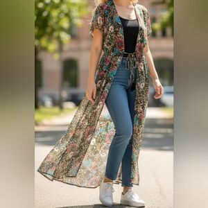 Floral Sheer Kimono Cardigan